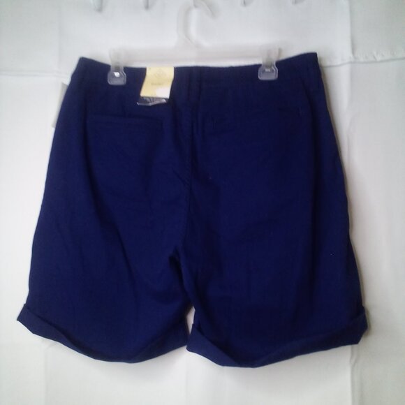 St. John's Bay Shorts Women 12 Chino Pleated Roll Hem Blue - Picture 9 of 13